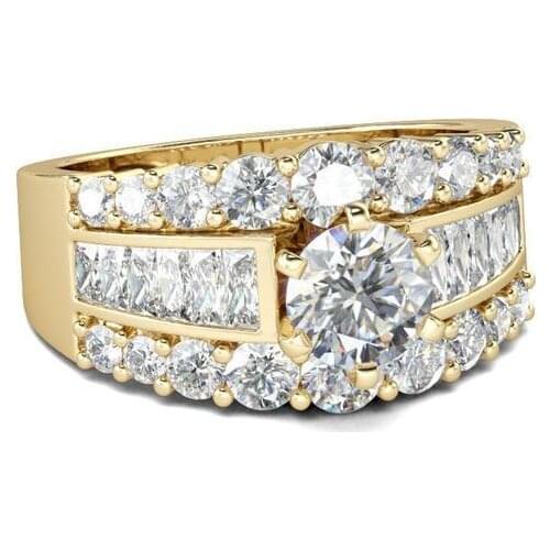 Hainon Fashion Unique Style Crystal Gold Color Wide Party Finger Ring Luxury Wedding Band Men Women Rings Anel Jewelry