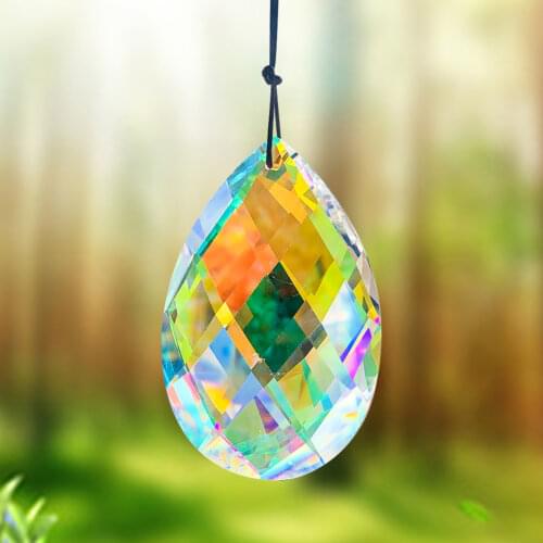 AB Color Grid Crystal Prism Chandelier Crystal Pendant Faceted Drop Suncatcher Rainbow Maker Wedding Christmas Hanging Decor