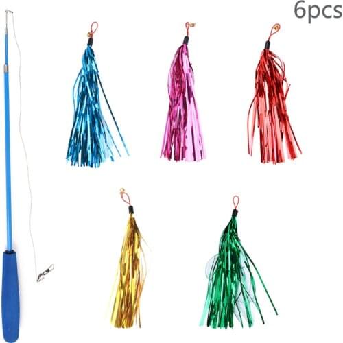 6pcs Pet Cat Toys Funny Cat Teasing Stick Tassel Replacement Heads with Bell Cat Interactive Training Toy Dropshipping