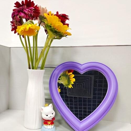 INS Trend Love Desktop Makeup Mirror Wall-Mounted Dual Purpose Makeup Mirror Girl Room Wall Decoration Heart-Shaped Mirror