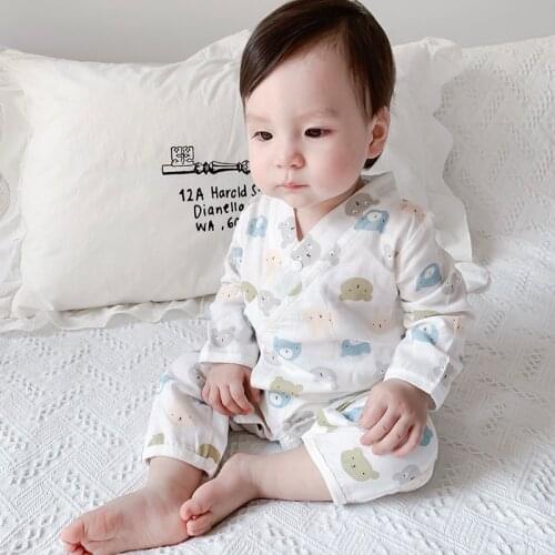 Summer Spring Baby Infant Clothing Sleepwear Jumpsuit Playsuit Cute Infant Boy Girls Kimono Baby Floral Cartoon Print Rompers