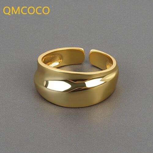 Korean Glossy Surface Simple Irregular Personality Hip-Hop Opening Adjustable 925 Silver INS Style Index Finger Ring Party Gift