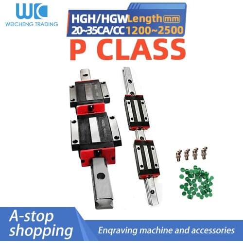 2pcs 1200mm-2500mm P class HGR20 HGR25 HGR30 HGR35 Square Linear Guide Rail Slide Carriages 4pcs HGH20/25CA CNC Router Engraving