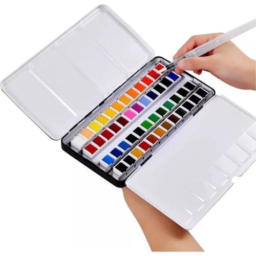 12/24/36/48 Color Portable Travel Solid Watercolor Paints Set With Paintbrush Water color Pigment Set for Art Painting coating