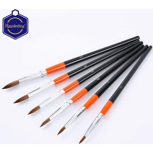 Painting set watercolor pen 6 black pole horse hair gouache oil painting pen no hair falling acrylic color painting pen
