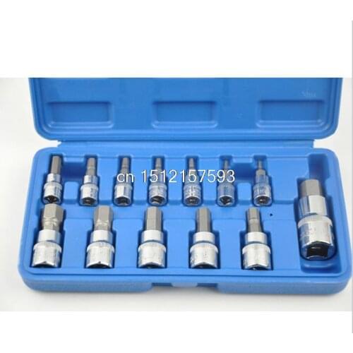 3/8" 1/4" 1/2"Heavy Duty 13PC DRIVE SAE ALLEN WRENCH HEX SOCKET BIT SET