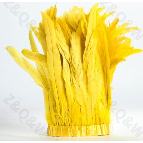 Natural 8-14 inch rooster tail dyed yellow to make 2 meters cloth edge DIY Latin shopping festival costume skirt decoration