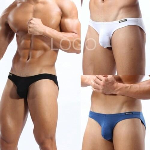 Mens underwear cotton sexy front convex mens briefs comfortable breathable elastic bag hip quality cotton underwear