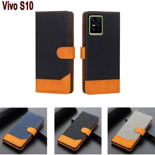 New Cloth Grain Leather Phone Case For Vivo S10 Cover Flip Wallet Book On Vivo S10 Pro V2121A Case Magnetic Card Hoesje Etui Bag