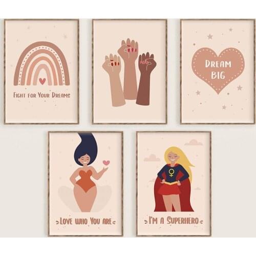 Feminist Poster Girl Power Art Prints Girls Gift Empowered Women Modern Wall Art Canvas Painting Picture Woman Room Wall Decor