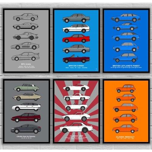 Classic Car Auto Automobile Car Blueprint Posters No Frame