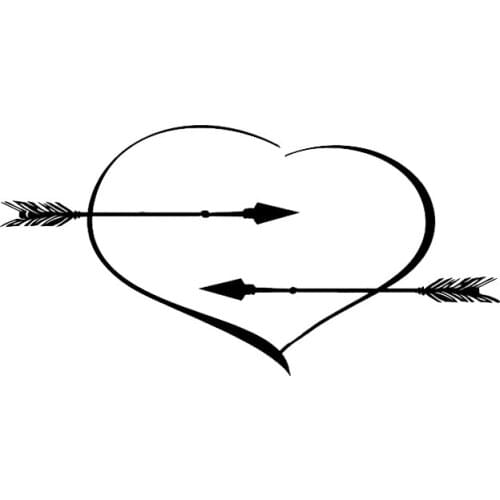 Lifelike Heart-shaped Archery Feather Sticker High Quality Car Stickers Decoration Personality PVC Waterproof Decal Black/white