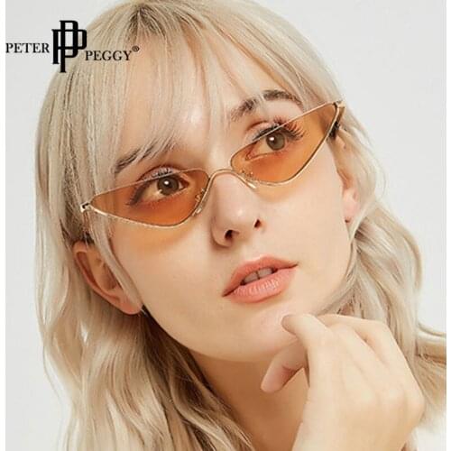 Fashion Triangle Cat Eye Sunglasses Women Luxury Brand Designer Gradient Shades Metal Frame Glasses Oculos De Sol Feminino UV400