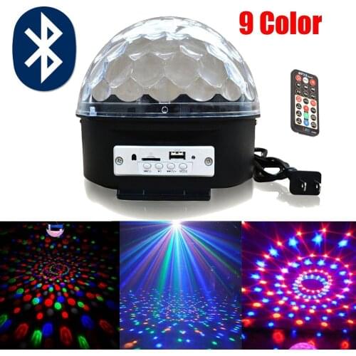 LED Music Crystal Magic Effect Ball Light 9 Color Mp3 Bluetooth Music Led RGB with DMX Disco Dj Stage Light