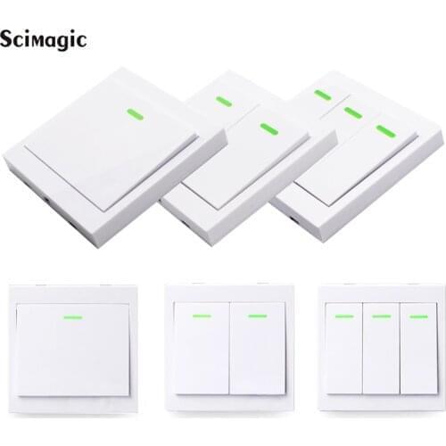 433MHz Universal Wireless Remote Control 86 Wall Panel RF Transmitter Receiver 1 2 3 Button For Home Room Light Switch