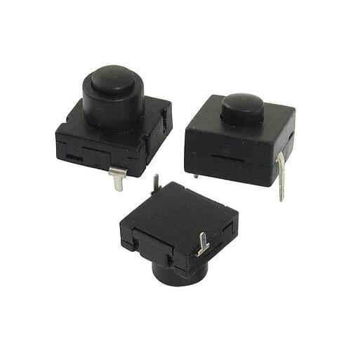 Vertical 2-Pin Self-Locking Flashlight Push Button Switch 12mm x 12mm