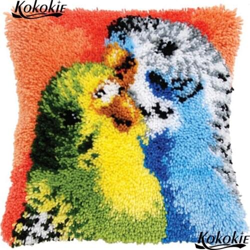 Latch hook parrot cushion Crocheting Rug Kits pillow cartoon animal Patchwork Pillowcase cross stitch kits embroidery needlework