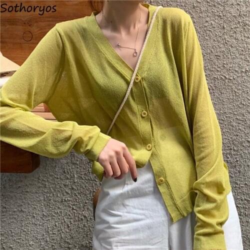 Women Cardigans Solid Long Sleeve Single Breasted Tender Elegant Teenagers All-match Streetwear Ulzzang Sweet Fairy Casual Chic