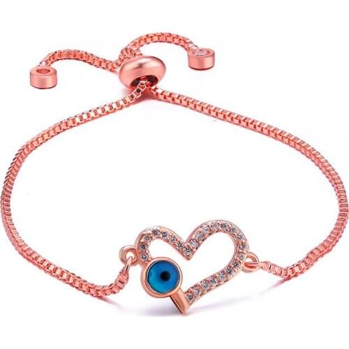 Heart Bracelets blue evil eye charm trendy adjustable Bangles For Women Girls Hot Sale Statement Jewelry part gift