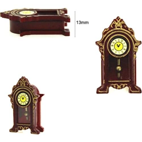 1/12 Mini Wooden Pendulum Clock Simulation Furniture Model Toys for Doll House Decoration Dollhouse Miniature Accessories