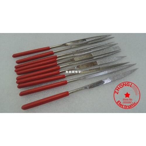10pcs/lot Diamond files 4mm*160mm steel cutter 10 suit transparent belt model file
