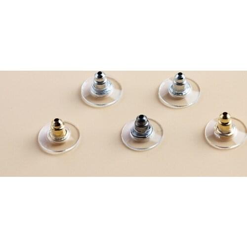 100pcs/lot Gold Color Metal Bullet Earring Back Plugging Blocked Rubber Back DIY Earrings Jewelry Making Accessories Supplier