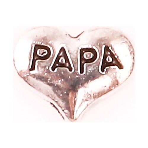 F783 Silver heart PAPA floating charms for living memory glass floating locket charms DIY jewelry 20pcs/lot