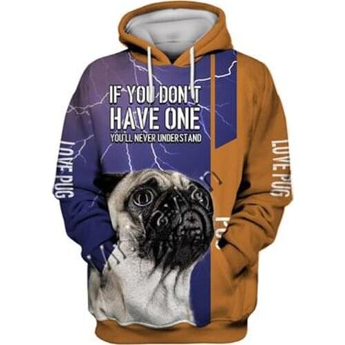 2021 Fashion Animal Pug 3D Printed Hoodie Men Women Ropa Casual Pet Dog Designs Hooded Oversized Hooded Coat Drop Shipping QW-05