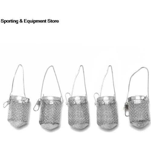 5pcs Sabiki Rigs Metal Cage Fishing Carp Baits Seawater Fishing Hooks Metal Basket Fishing Gang Lures