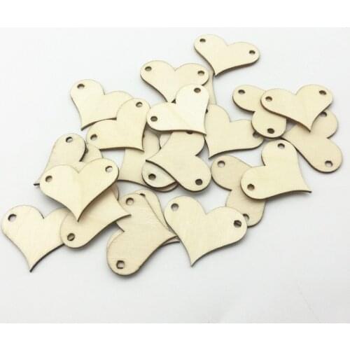 50pcs 37x29mm Mini Wooden Bunting Hearts Tags For Wedding Special Occasion Decorations or Wall Hanging