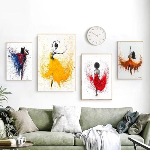 Abstract Paintings Elegant Dancing Ballerina Oil Ballet Girl Wall Art Canvas Painting Posters Dance Room Decoration Pictures