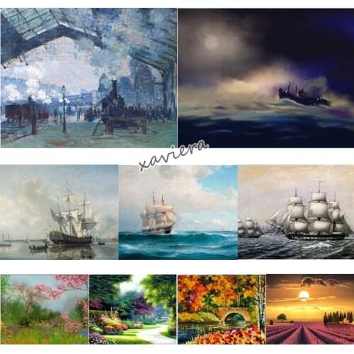 5D DIY Diamond Painting Sea Sailing Boat Landscape Square/round Embroidery Cross Stitch Kit Mosaic Painting Home Decoration Gift