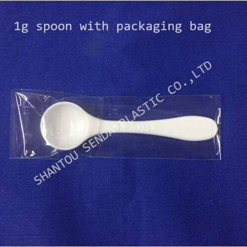 Free Shipping! 100pcs/lot plastic spoon,1g plastic spoon with individual packaging bag,bath tool 1g plastic spoon