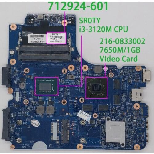 For HP ProBook 4440s 4441s 4540s Series 712924-601 712924-501 712924-001 w i3-3120M CPU 7650M/1GB GPU Laptop Motherboard Tested