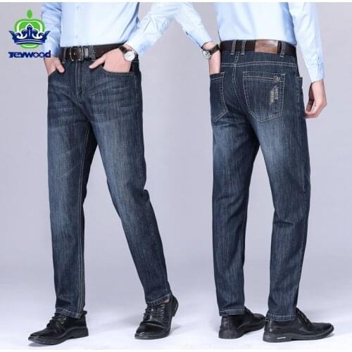 Jeywood Classic Mens Business Jeans Spring AutumnNew Fashion Casual Stretch Straight Denim Trousers Male Blue Brand Pants 40