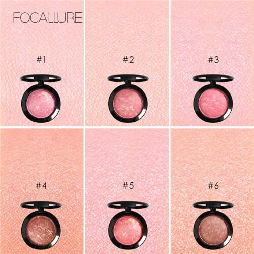 FOCALLURE 6 Colors Face Mineral Pigment Blusher Blush Powder Long-lasting Baked Bronzer Face Contour Shadow Blush Makeup TSLM2