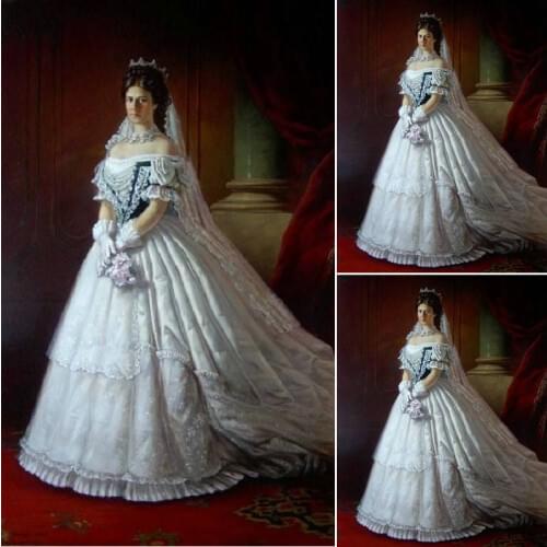 HistoricalCustomer-made Luxs Vintage Victorian Dresses Cosplay 1860s Scarlett Civil War dress Halloween dresses US4-36 C-867