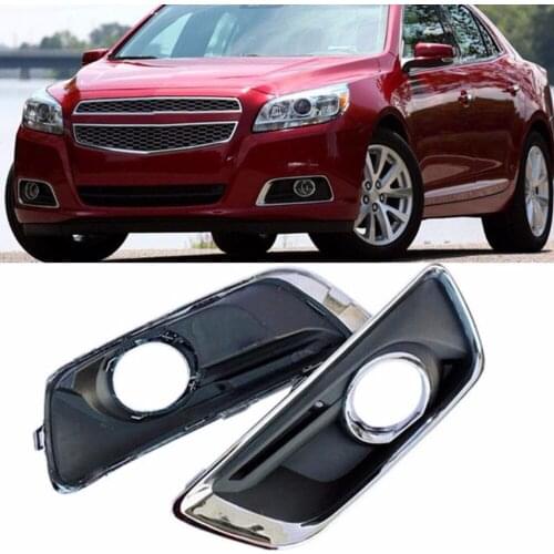 JanDeNing 2pcs Kit Car New Black Front Left + Right Bumper Fog Light Lamp Cover Grille Fit for Chevrolet Malibu 2013-2015