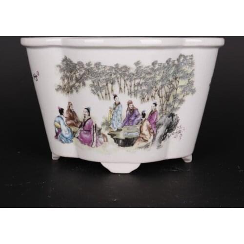 Chinese old porcelain Famille rose figures of the Republic of China of Pastel Porcelain flower pots 009