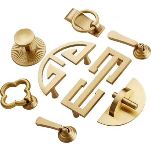 Classical Chinese Pure Copper Cabinet Handle Solid Thickening Wardrobe Brass Handle Furniture Hardware Accessories