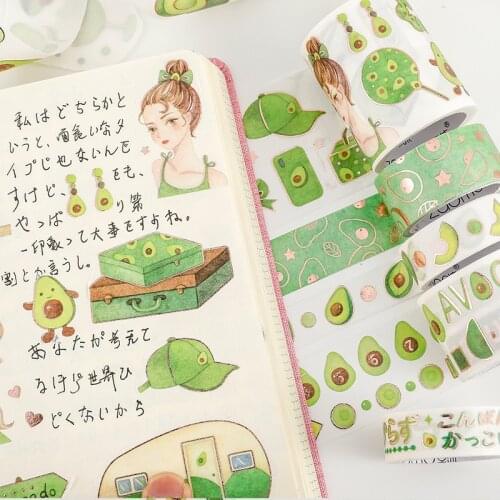 Cute Avocado Girl Series Journal Washi Masking Tape Decorative Adhesive Tape DIY Scrapbooking Sticker Label Stationery