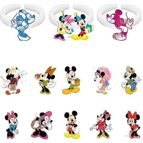 Disney Minnie Mickey Cartoon Character Funny Cute Cartoon Animation Pattern Holiday Epoxy Resin Ring Acrylic Ring Couple