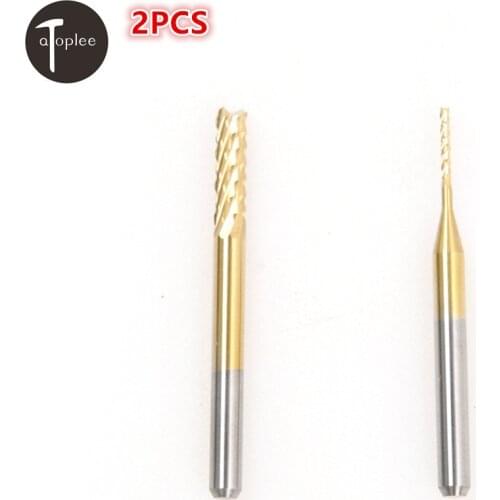 2PCS 3.175mm TiN Coating Corn End Mill Cutter Milling Cutter Bit For PVC PCB CNC Router Bits 3.175mm,1.0mm End Mill Tool