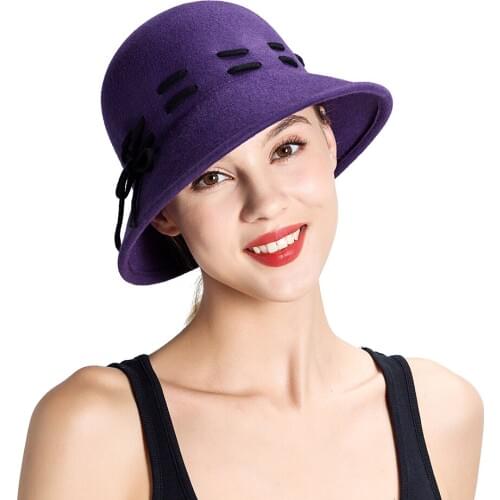 Contrast Wool Felt Lacin Ladies Fashion Hats Winter Hat W10-4391