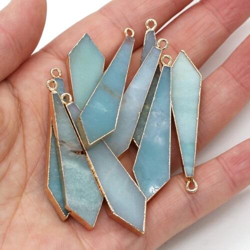 Natural Stone Amazonite Pendant irregular Shape Exquisite charms for Jewelry Making DIY Necklace Accessories 12x48mm