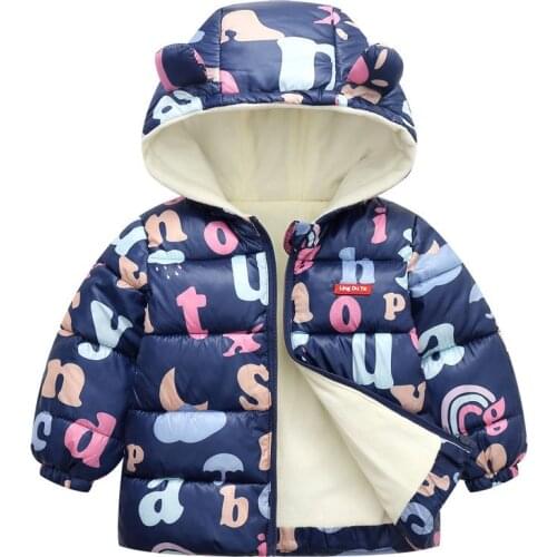 2021 New Kids Boy Girls Fashion Down Cotton Jacket Coat Winter Autumn Hooded Thick Warm Children Clothes Jacket Overcoat 1-6y