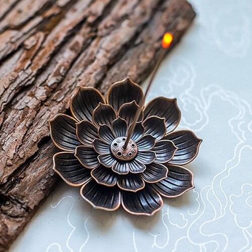 Lotus Brass Incense Sticks Holder Incense Cone Burner For Home Decor Supplies Mini Sandalwood Ash Catcher Fragrance Accessories