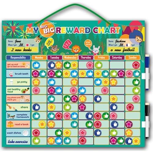 Magnetic Rewards Chart Weekly Planner Behavior Educational Toy Wall Hanging for Children