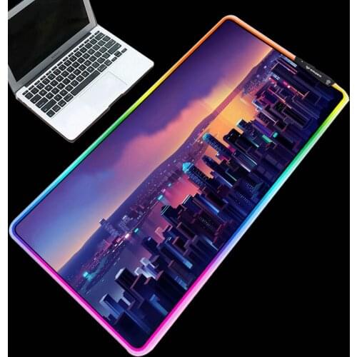 Mairuige Large size mouse pad RGB series fine city landscape series desk pad LED lighting keyboard pad