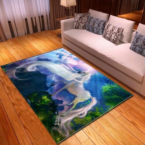 Cartoon 3D Unicorn Large Carpets For Living Room Bedroom Area Rugs Kids Play Floor Flannel Gift Mat/Rug Soft Carpet For Children